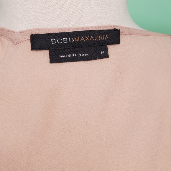 BCBGMAXAZRIA Sleeveless Sheer Blush Wrap Blouse - Picture 7 of 7